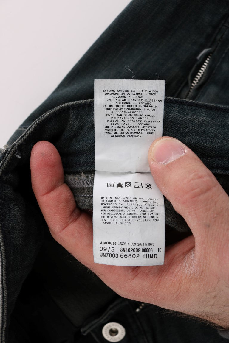 Costume National Gray Cotton Super Slim Denim Jeans