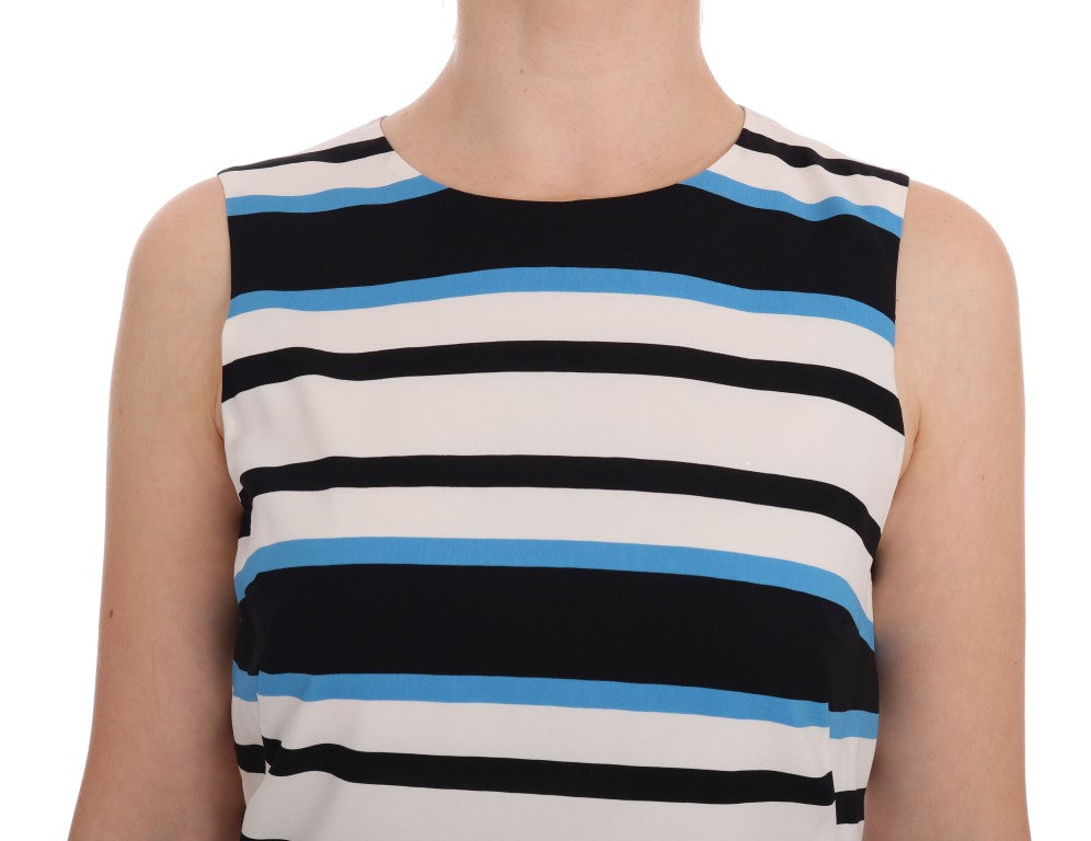 Robe droite élégante sans manches en soie rayée Dolce & Gabbana
