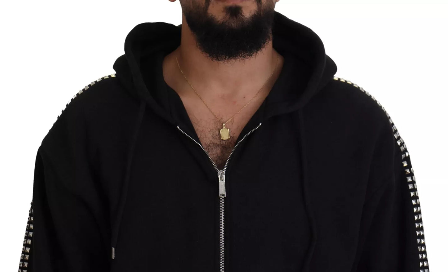 Dsquared² Black Embellished Full Zip Hooded Sweater by Dsquared²