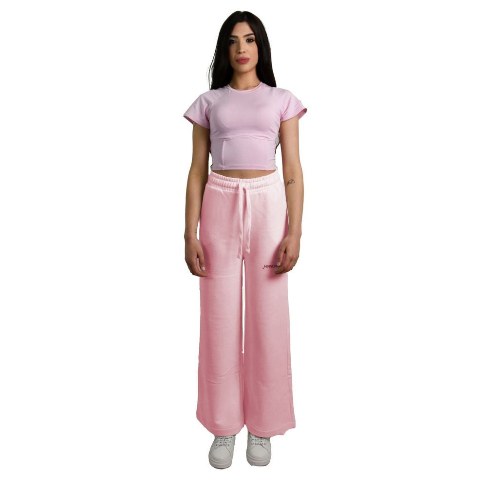 Hinnominate Chic Pink Palazzo Pants with Drawstring by Hinnominate