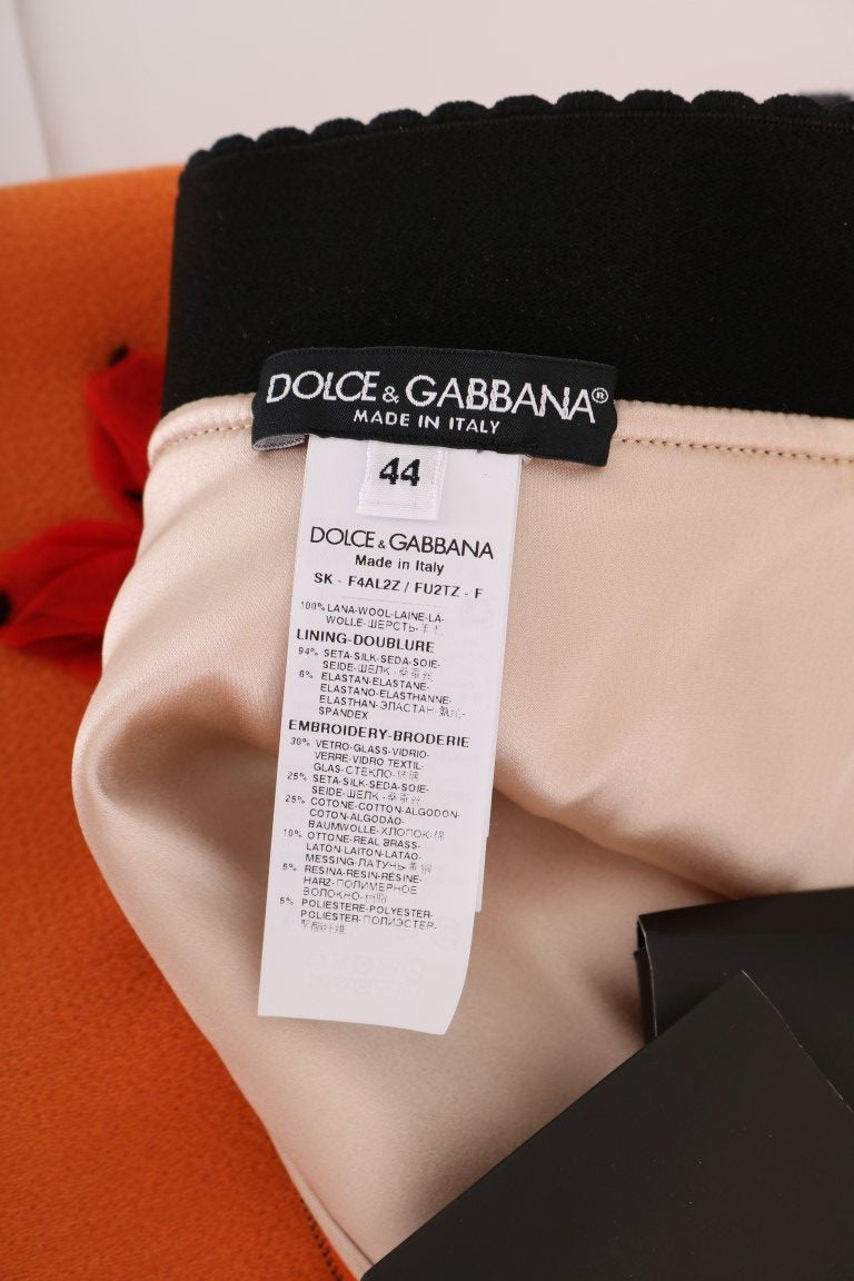 Jupe en laine ornée Dolce & Gabbana en orange vif