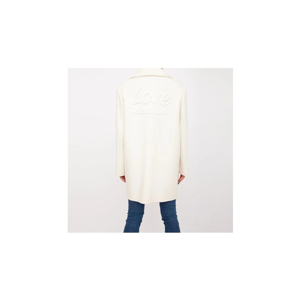 Manteau long élégant et blanc Love Moschino Chic Winter Elegance