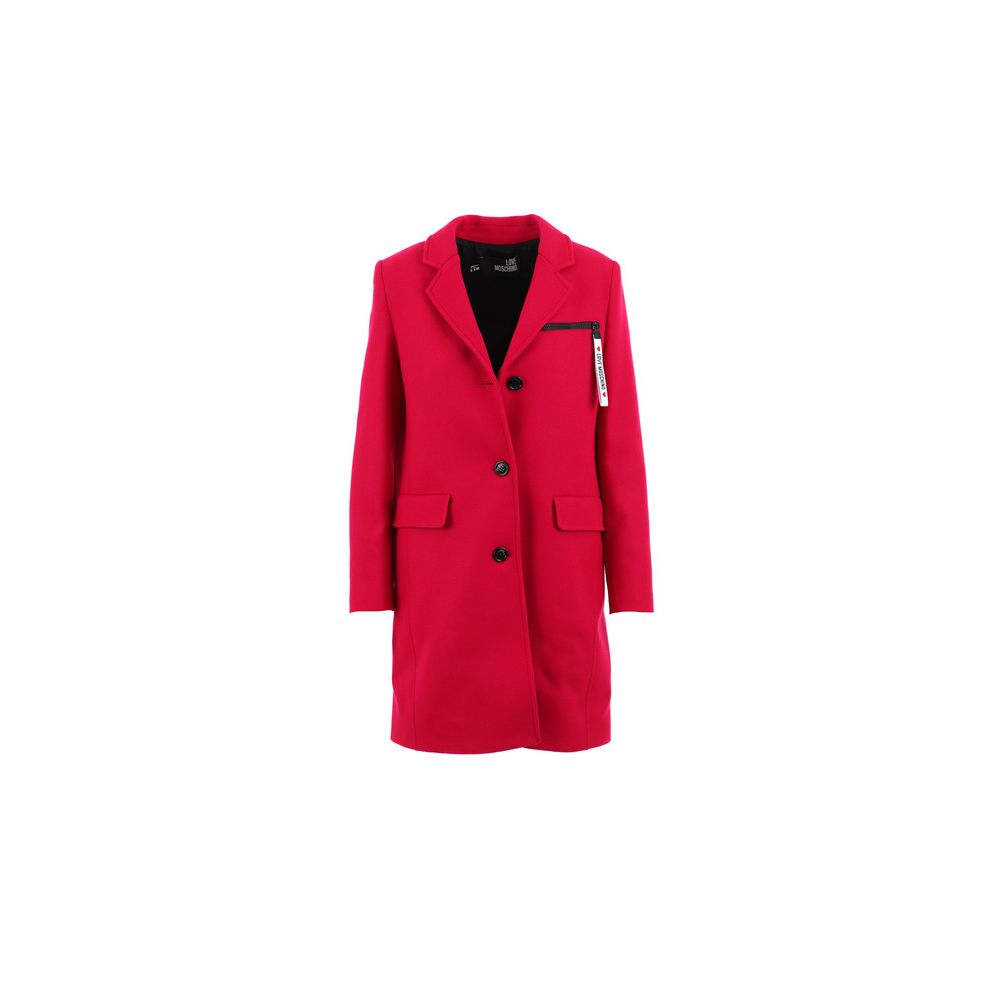 Manteau en laine rose chic Love Moschino avec détails logo