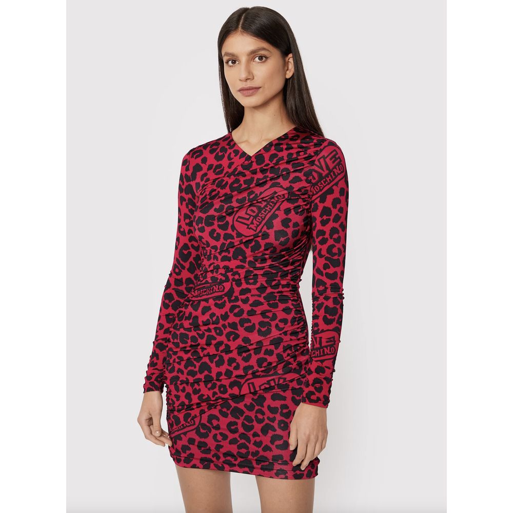 Love Moschino Chic Leopard Texture Dress in Pink and Black by Love Moschino