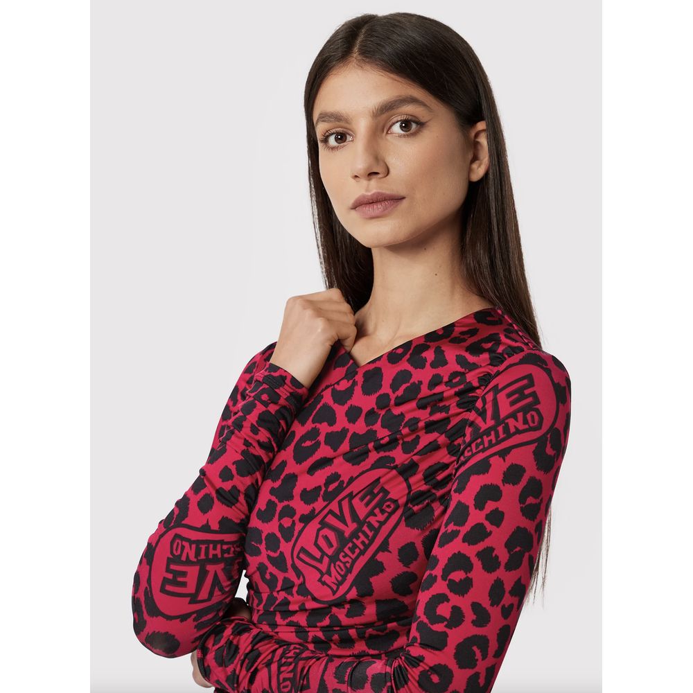 Love Moschino Chic Leopard Texture Dress in Pink and Black by Love Moschino