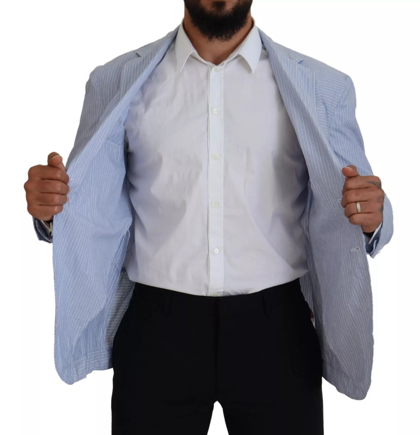 Blazer formel à simple boutonnage et rayures bleues Dsquared²