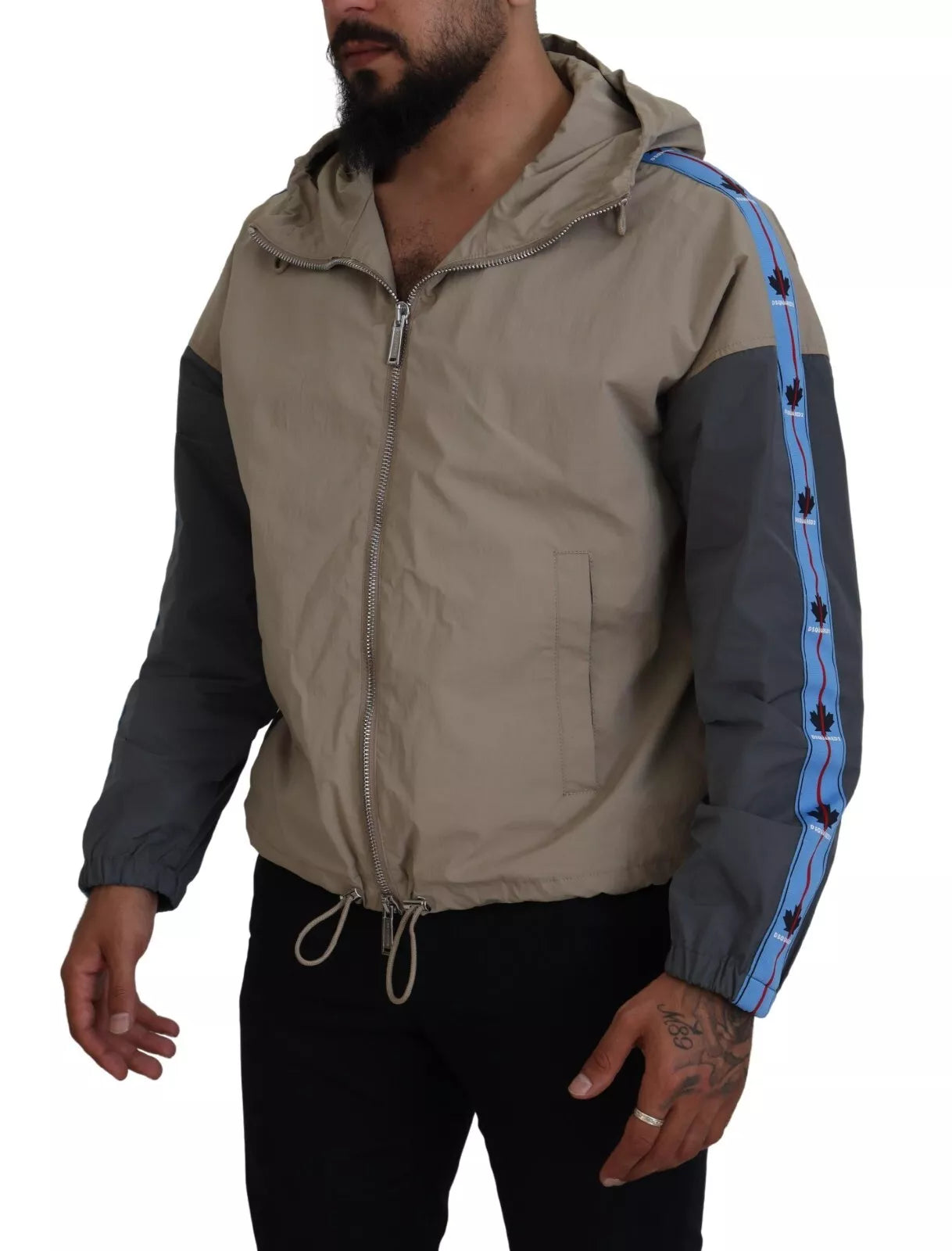 Veste à capuche zippée Dsquared² marron et grise