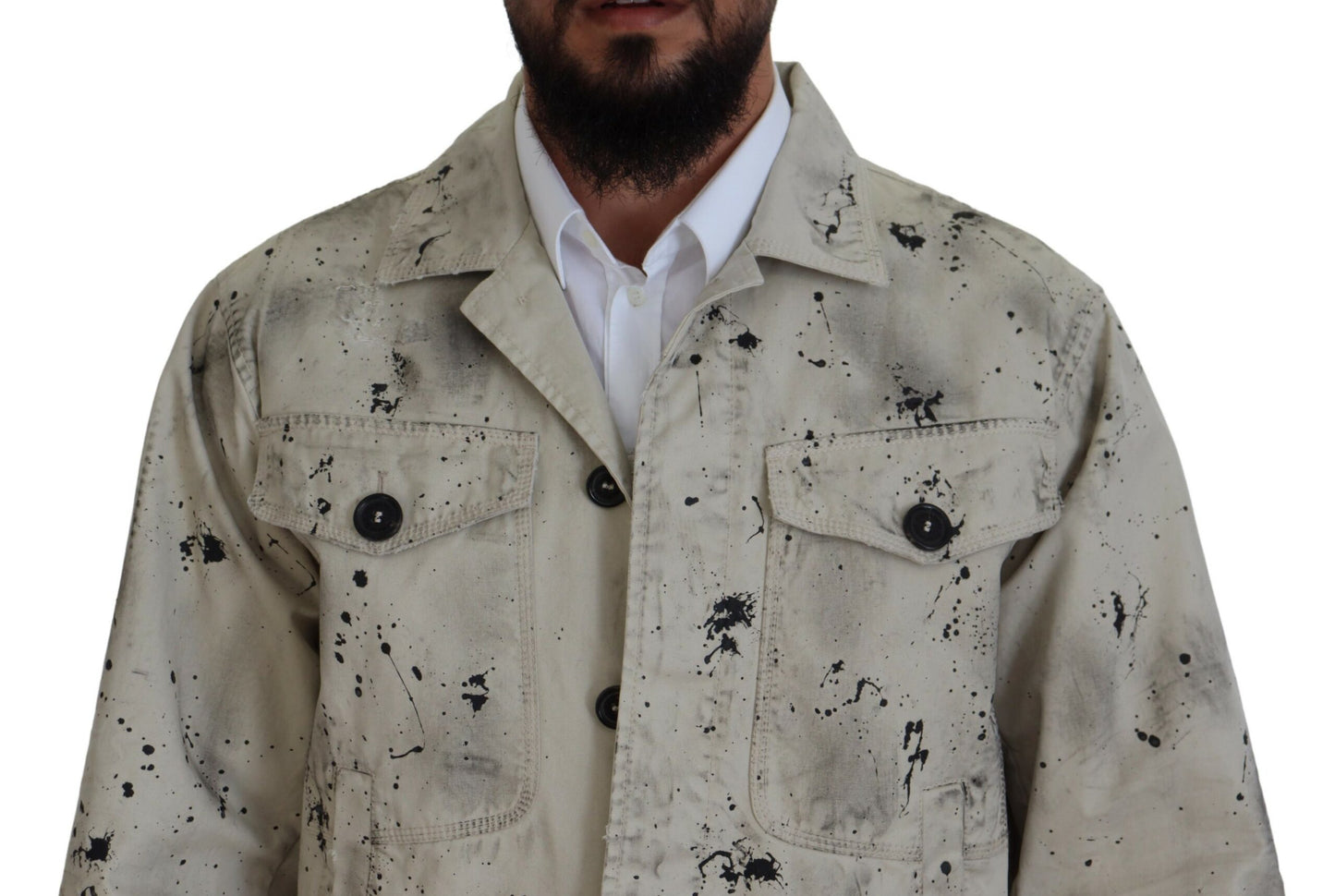 Veste en jean décontractée Dsquared² Off White Black Splash Print