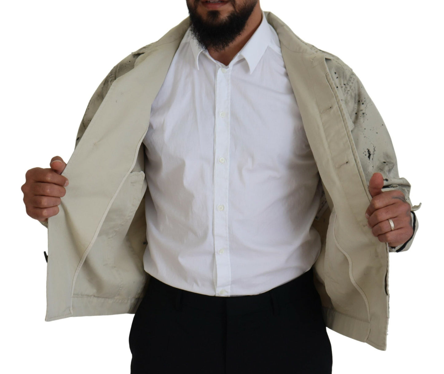 Veste en jean décontractée Dsquared² Off White Black Splash Print
