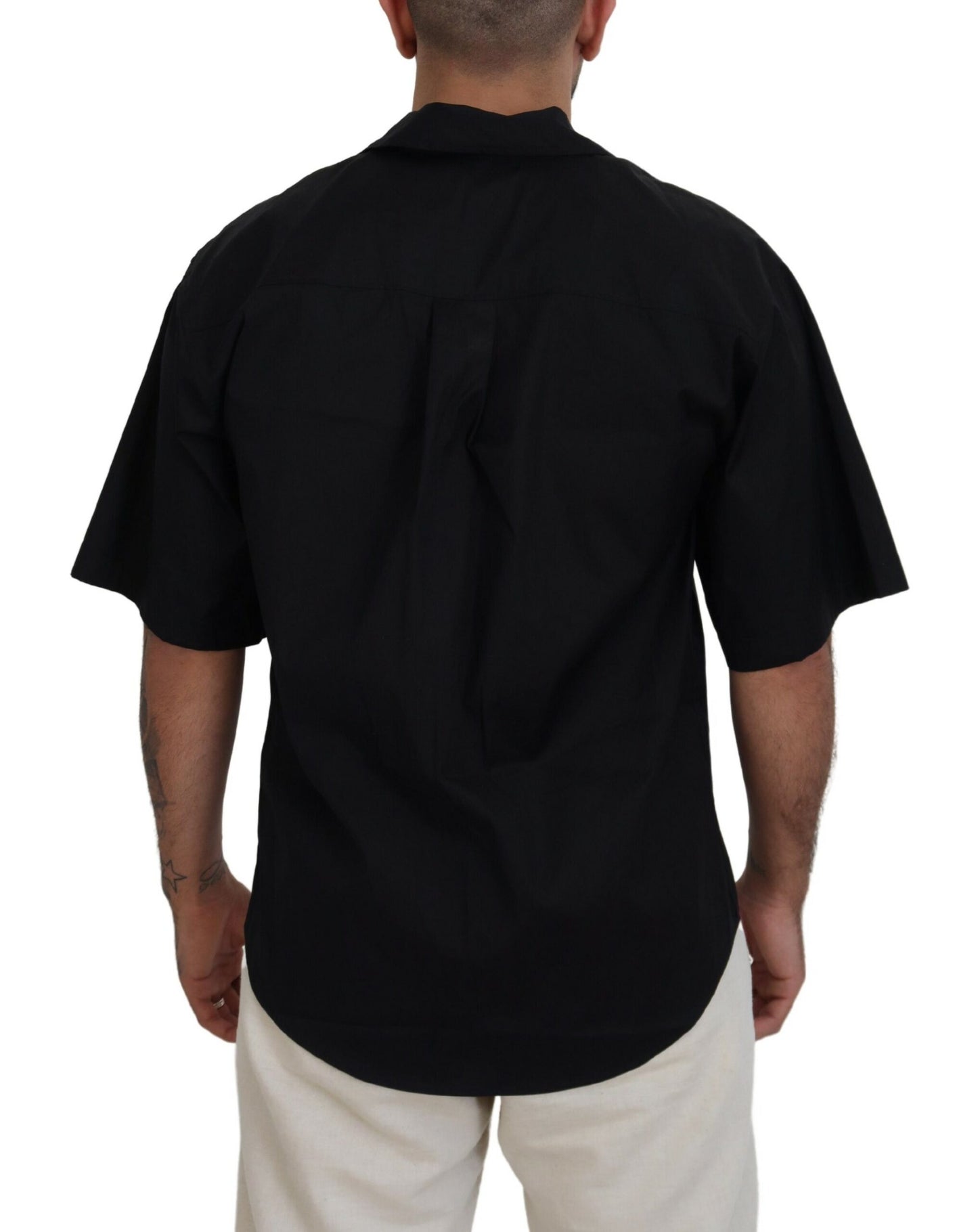 Dsquared² Black Cotton Collared Logo Print Short Sleeve Shirt by Dsquared²