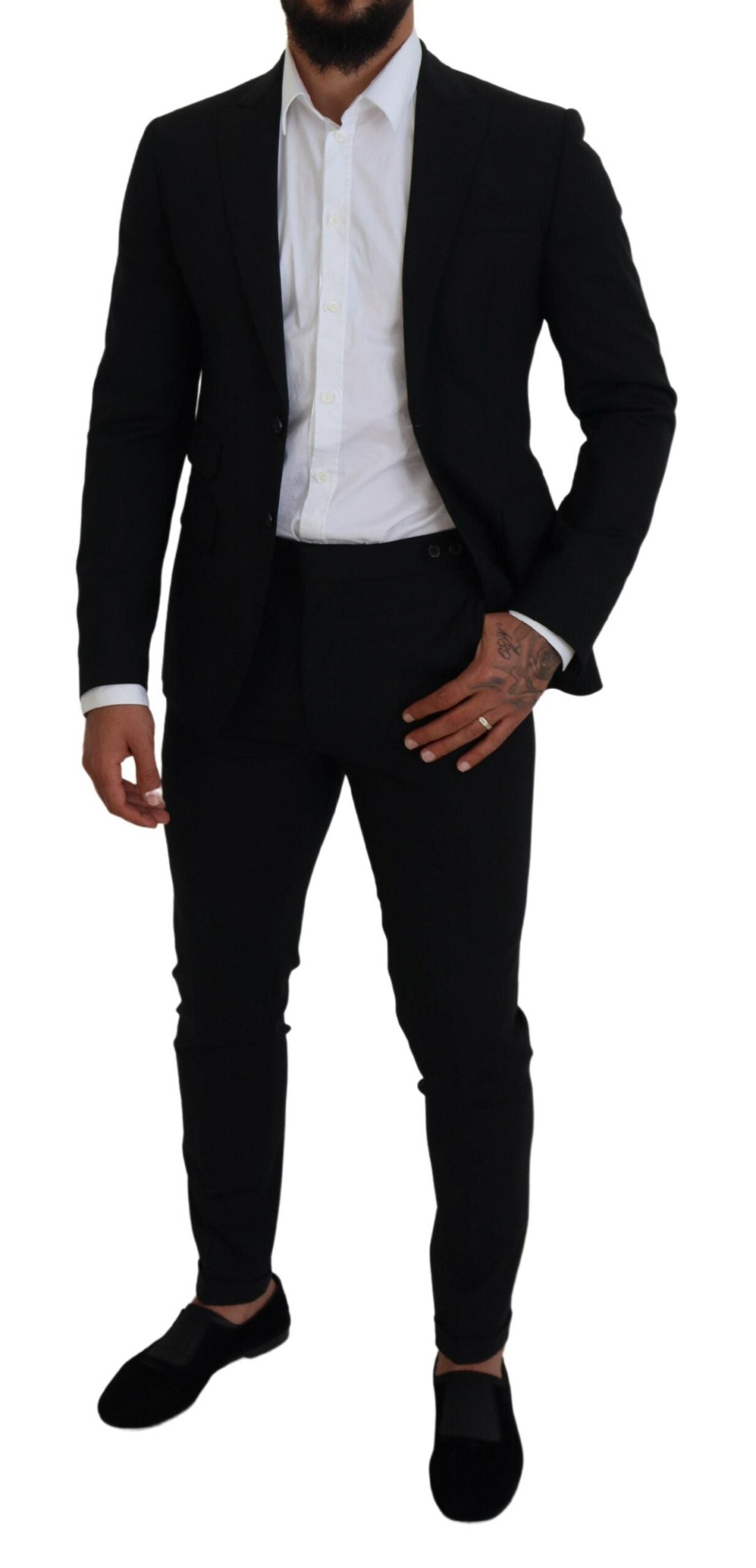 Costume 2 pièces Dsquared² en laine noire à simple boutonnage LONDON