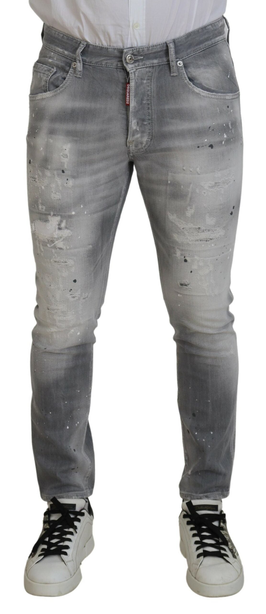 Dsquared² Gray Washed Cotton Slim Fit Casual Men Denim Jeans by Dsquared²