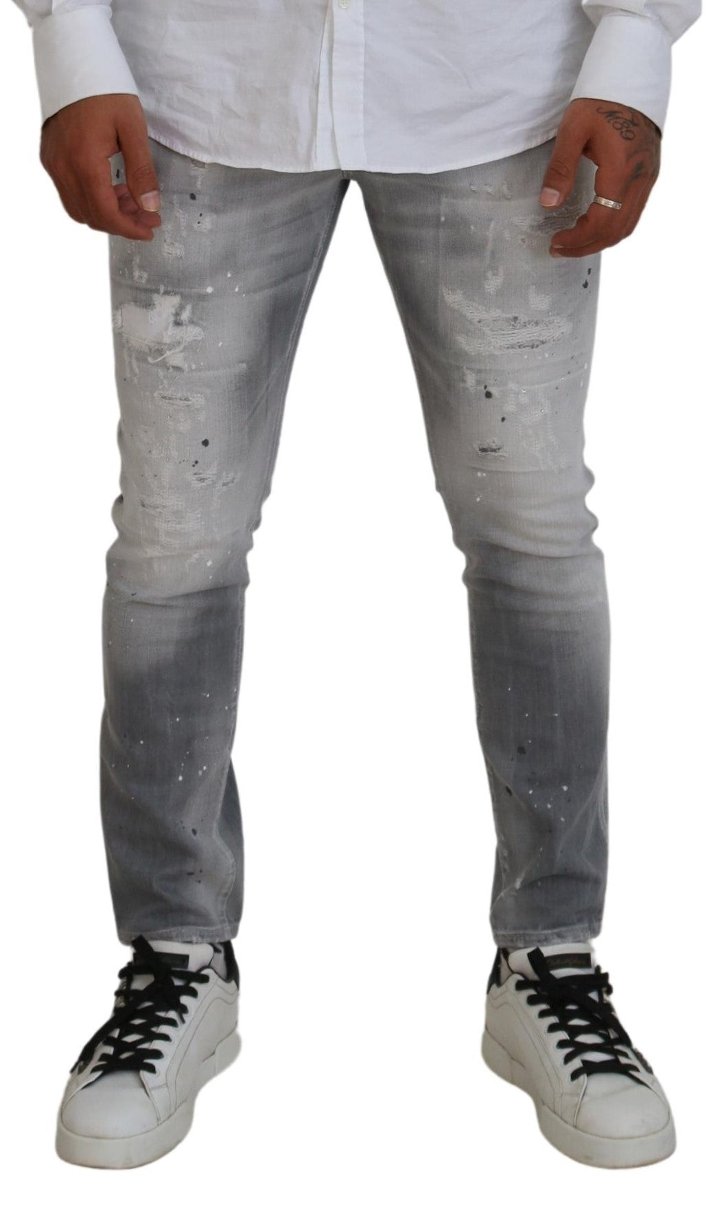 Dsquared² Gray Washed Cotton Slim Fit Casual Men Denim Jeans by Dsquared²
