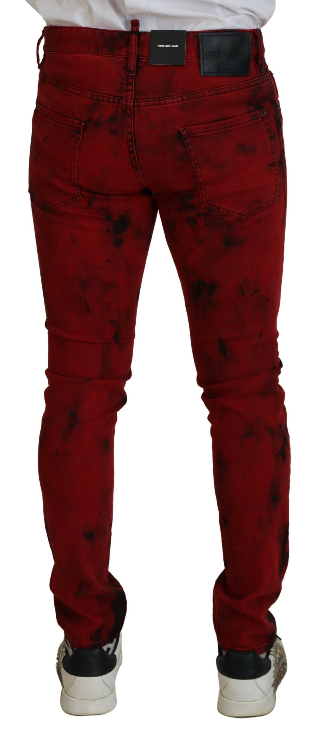 Dsquared² Red Cotton Tie Dye Skinny Casual Men Denim Jeans by Dsquared²
