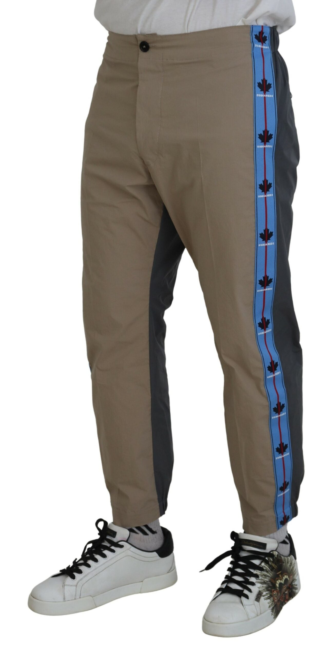 Dsquared² Cotton Brown Gray Two Tone Men Casual Pants by Dsquared²
