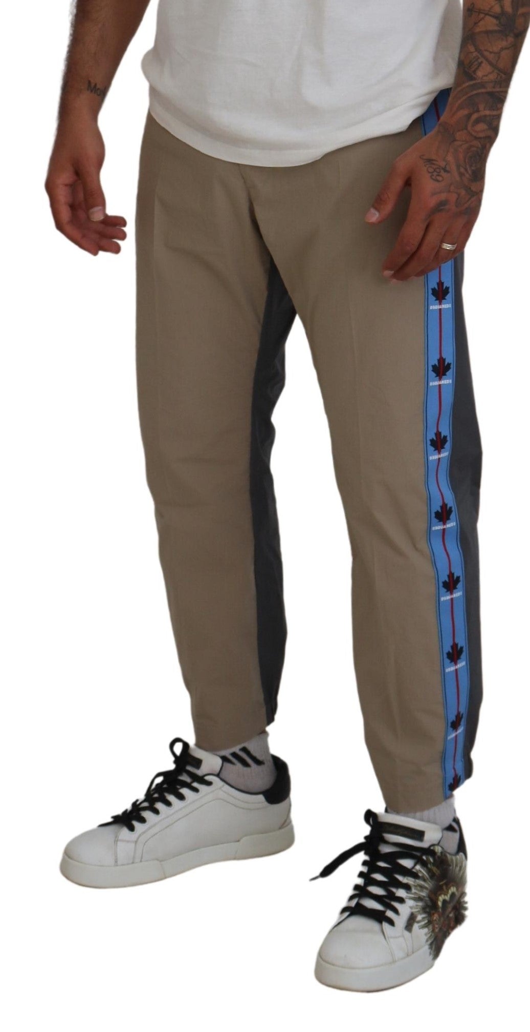 Dsquared² Cotton Brown Gray Two Tone Men Casual Pants by Dsquared²