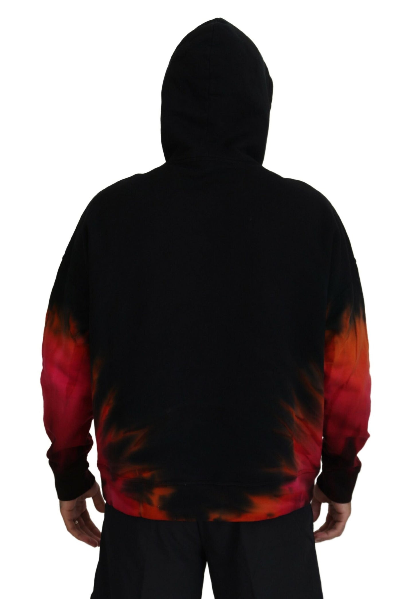 Dsquared² Black Red Cotton Hooded Tie Dye Pullover Sweater by Dsquared²