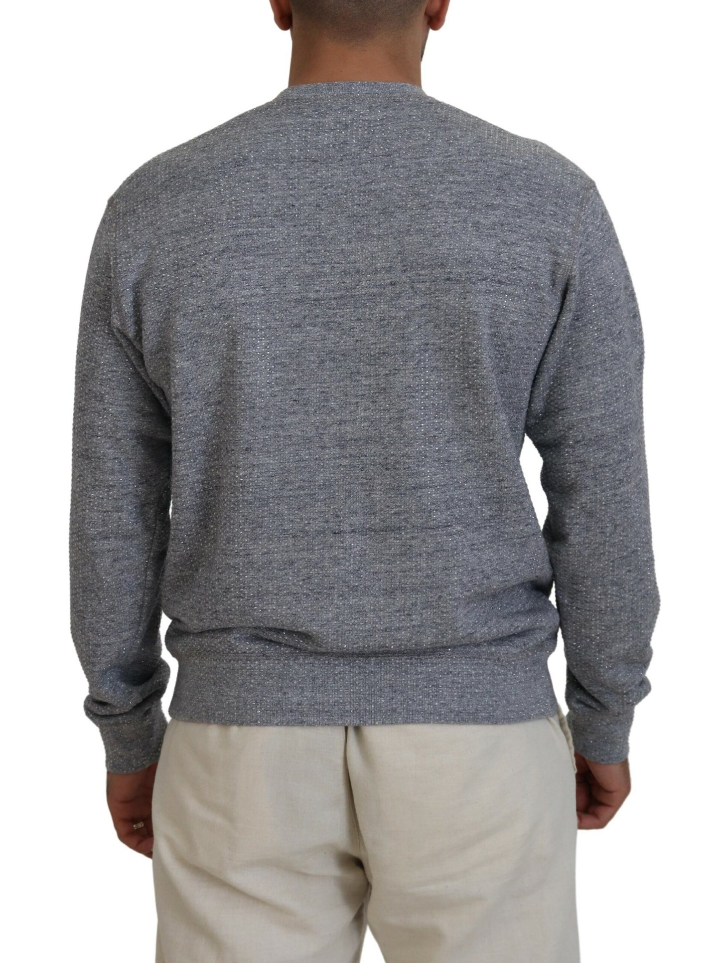 Dsquared² Gray Crystal Embellishment Men Pullover Sweater by Dsquared²
