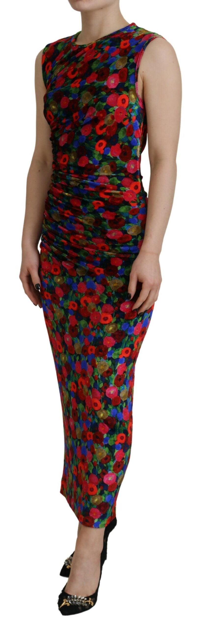 Dsquared² Multicolor Floral Bodycon Ruched Maxi Dress by Dsquared²