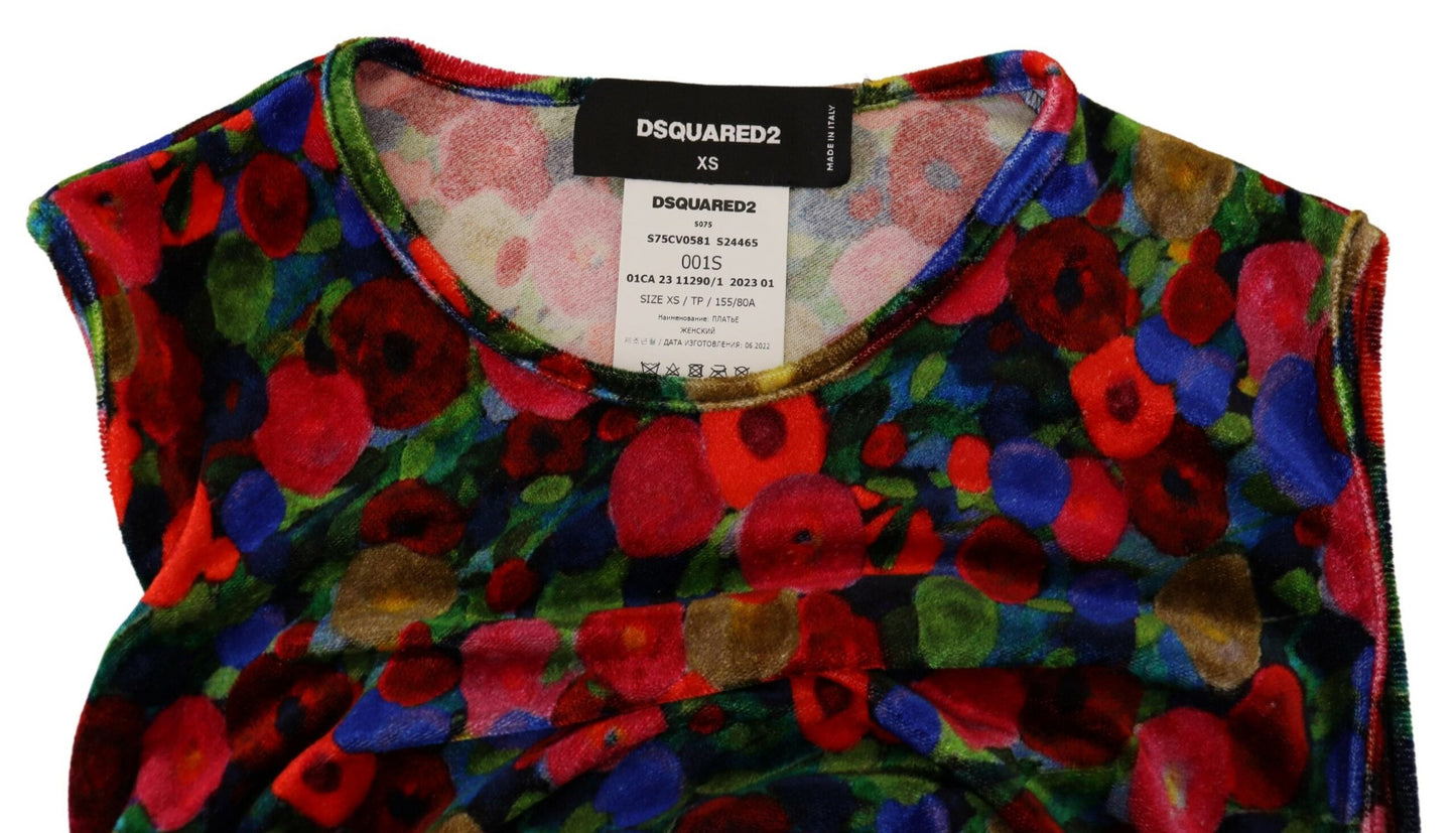Dsquared² Multicolor Floral Bodycon Ruched Maxi Dress by Dsquared²