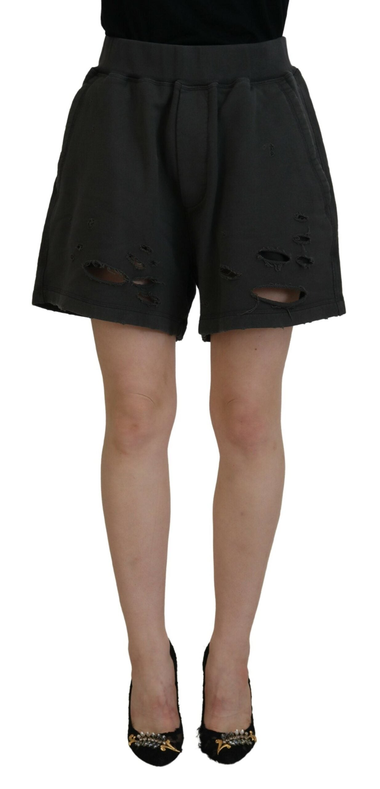 Short fuselé en coton noir taille moyenne Dsquared²