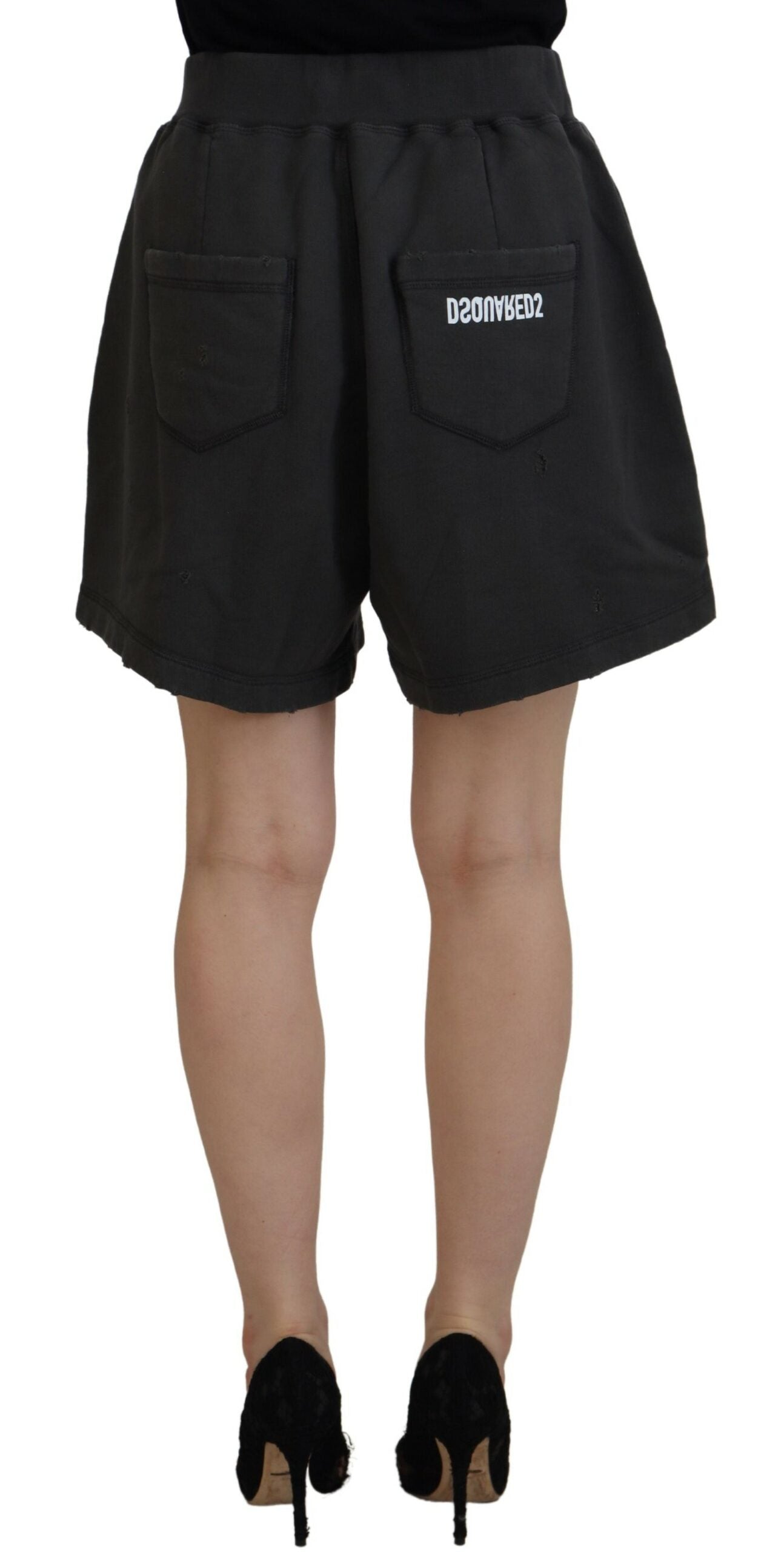 Short fuselé en coton noir taille moyenne Dsquared²