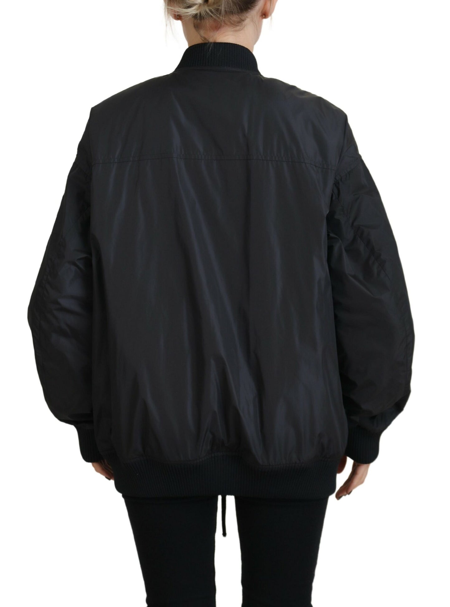 Veste bomber zippée noire à imprimé logo Dsquared² pour femme