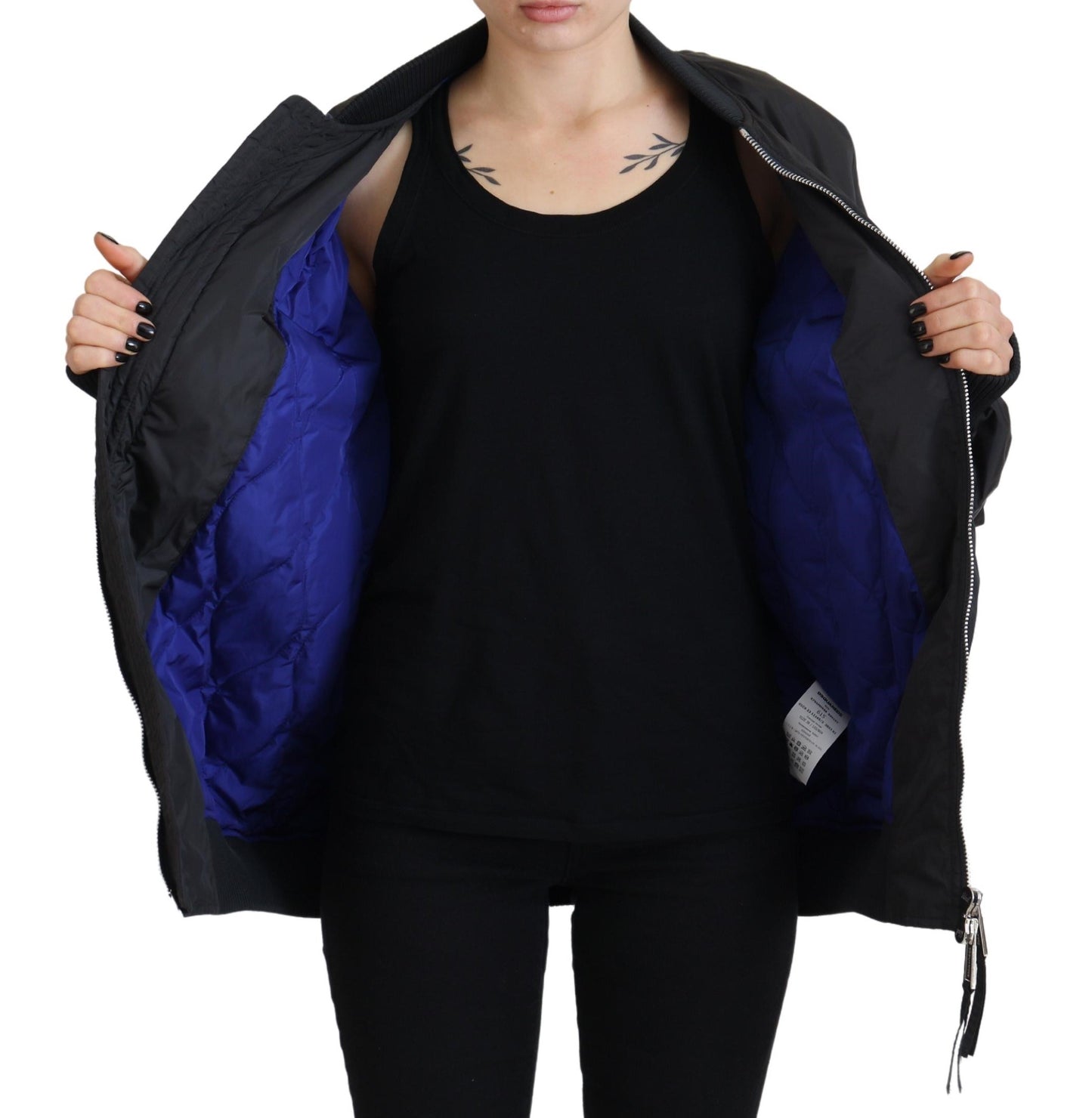 Veste bomber zippée noire à imprimé logo Dsquared² pour femme
