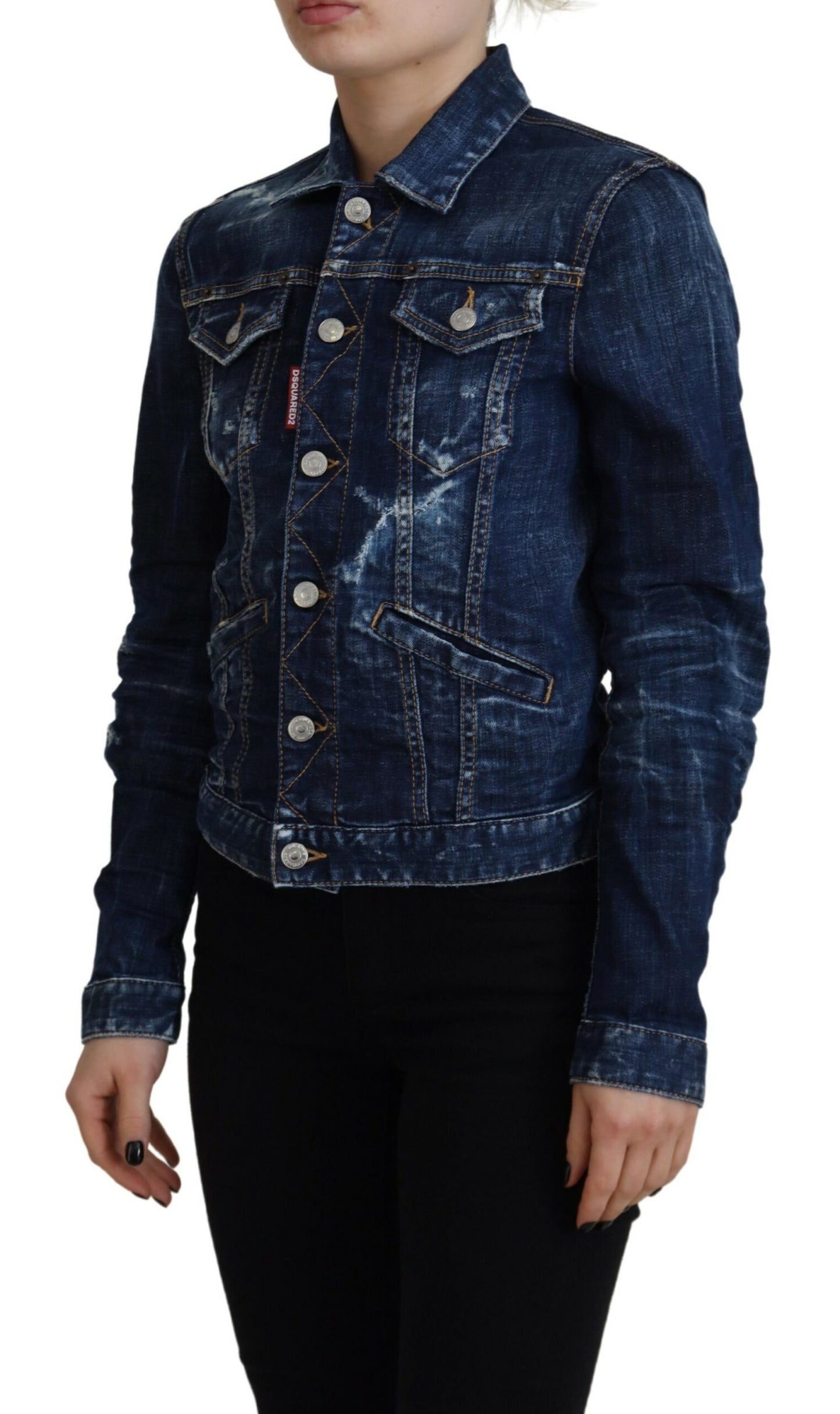 Veste en jean bleu effet usé à imprimé Dsquared²