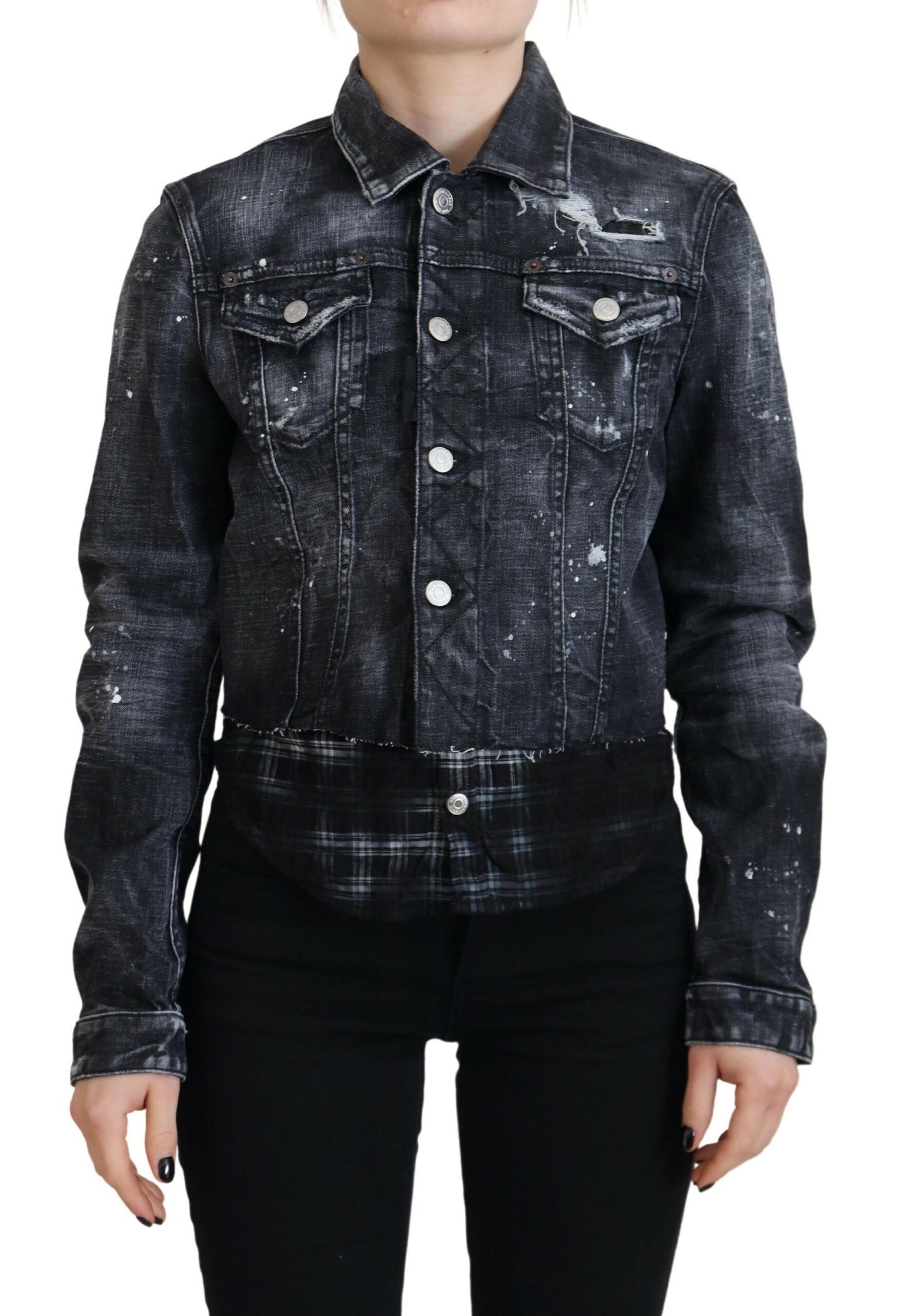 Veste en jean gris délavé Dsquared² effet vieilli
