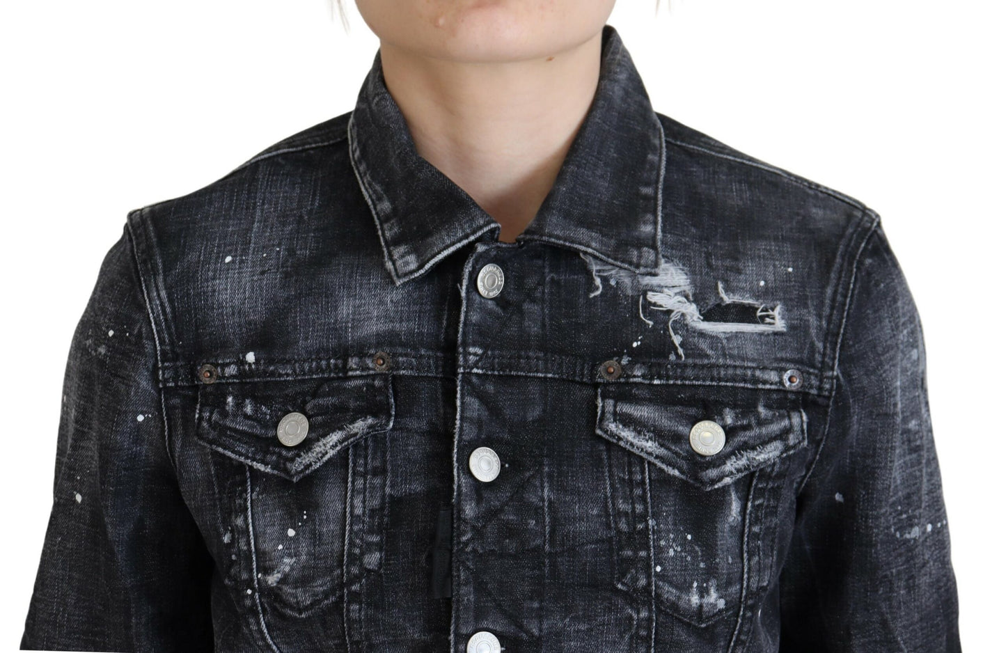 Veste en jean gris délavé Dsquared² effet vieilli
