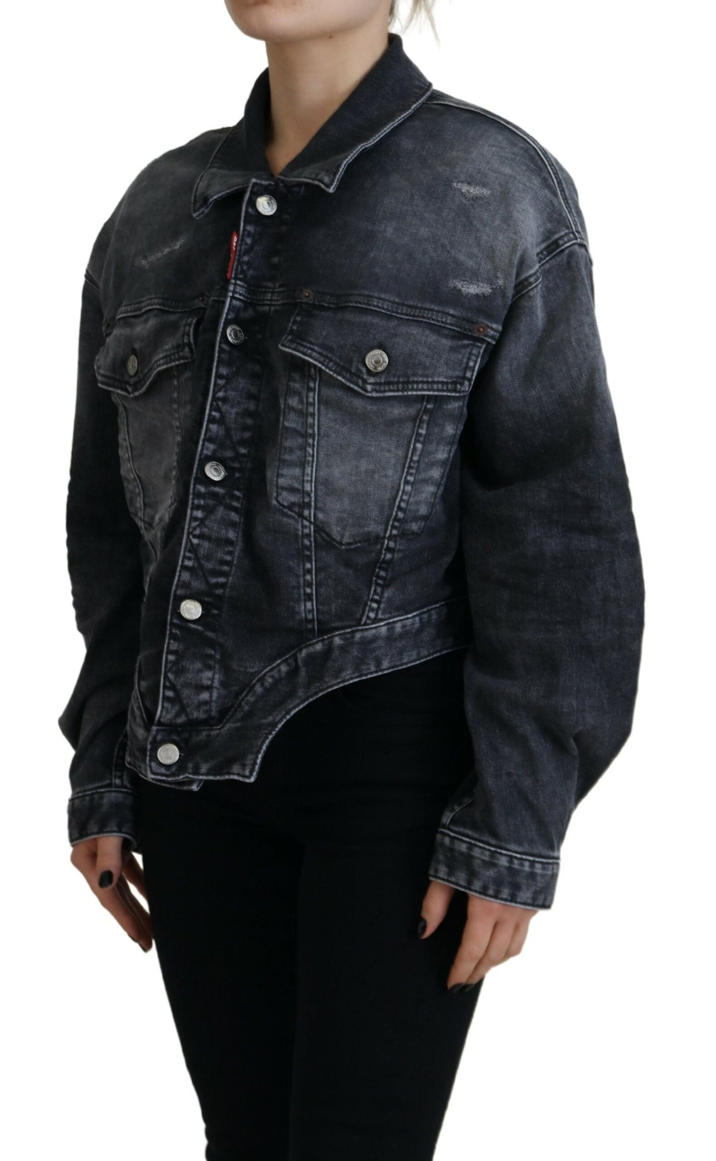 Veste courte en jean gris délavé Dsquared²