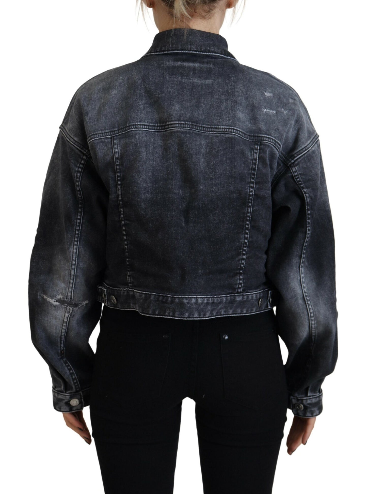 Veste courte en jean gris délavé Dsquared²