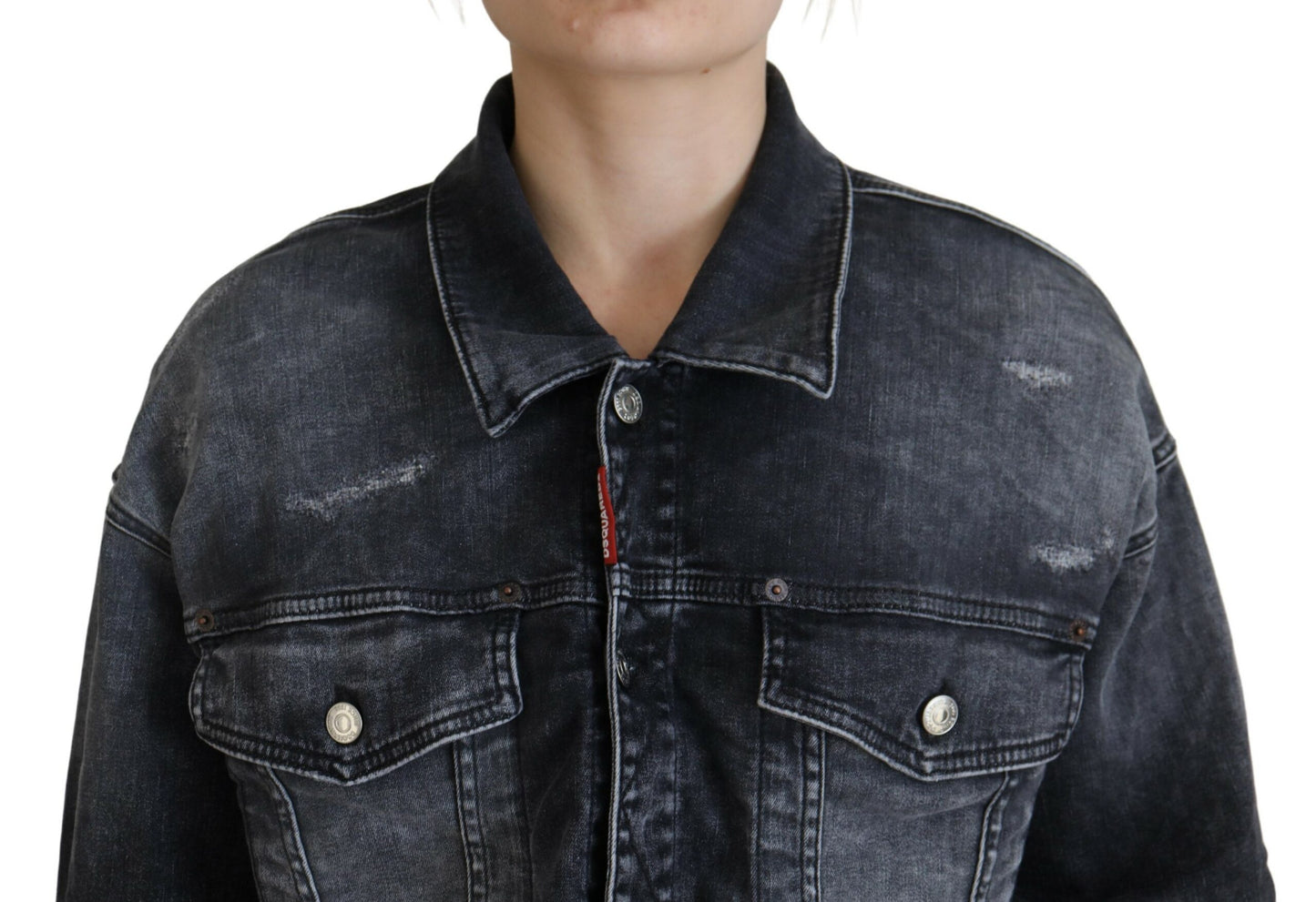 Veste courte en jean gris délavé Dsquared²