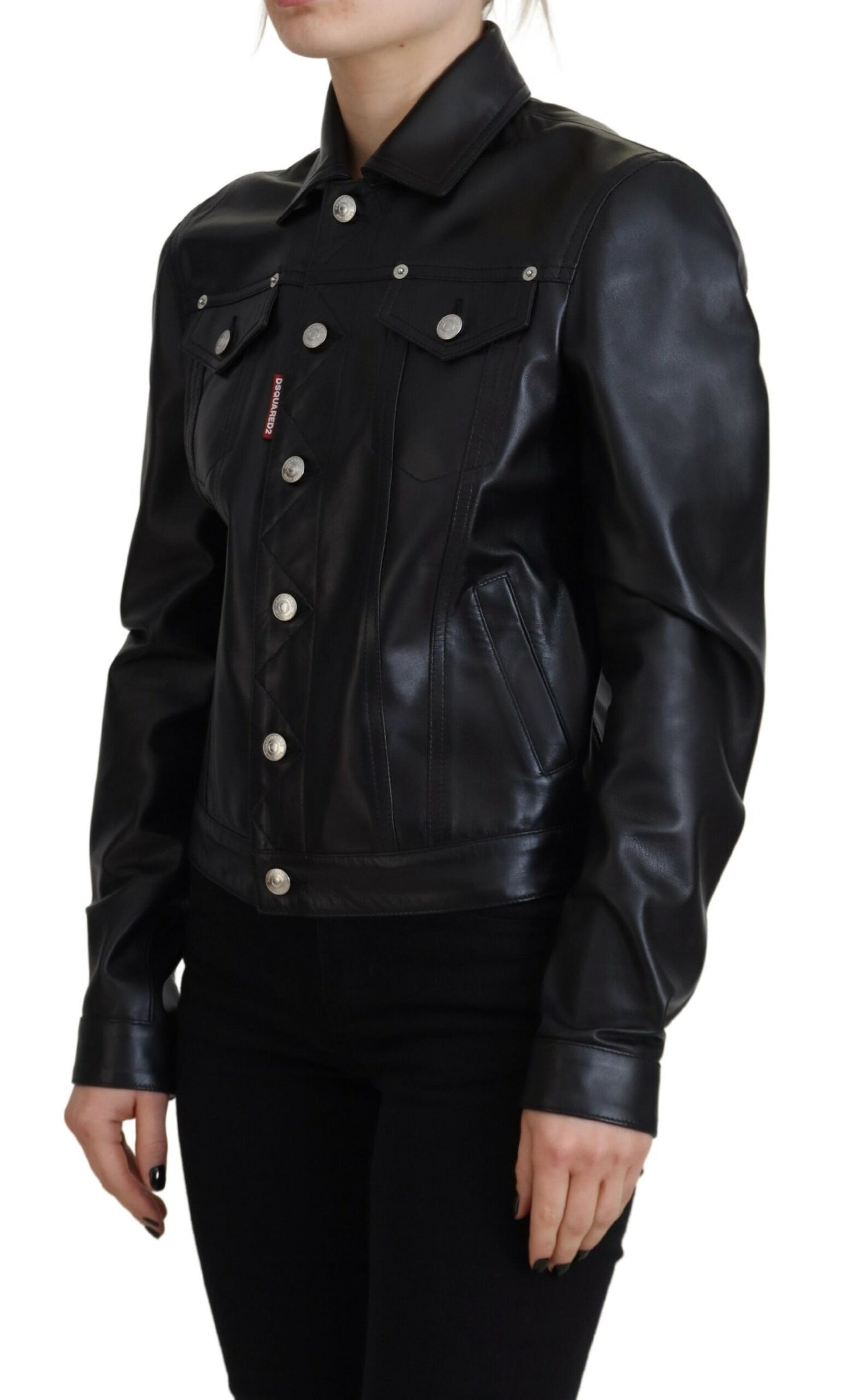 Veste à manches longues en cuir noir Dsquared²