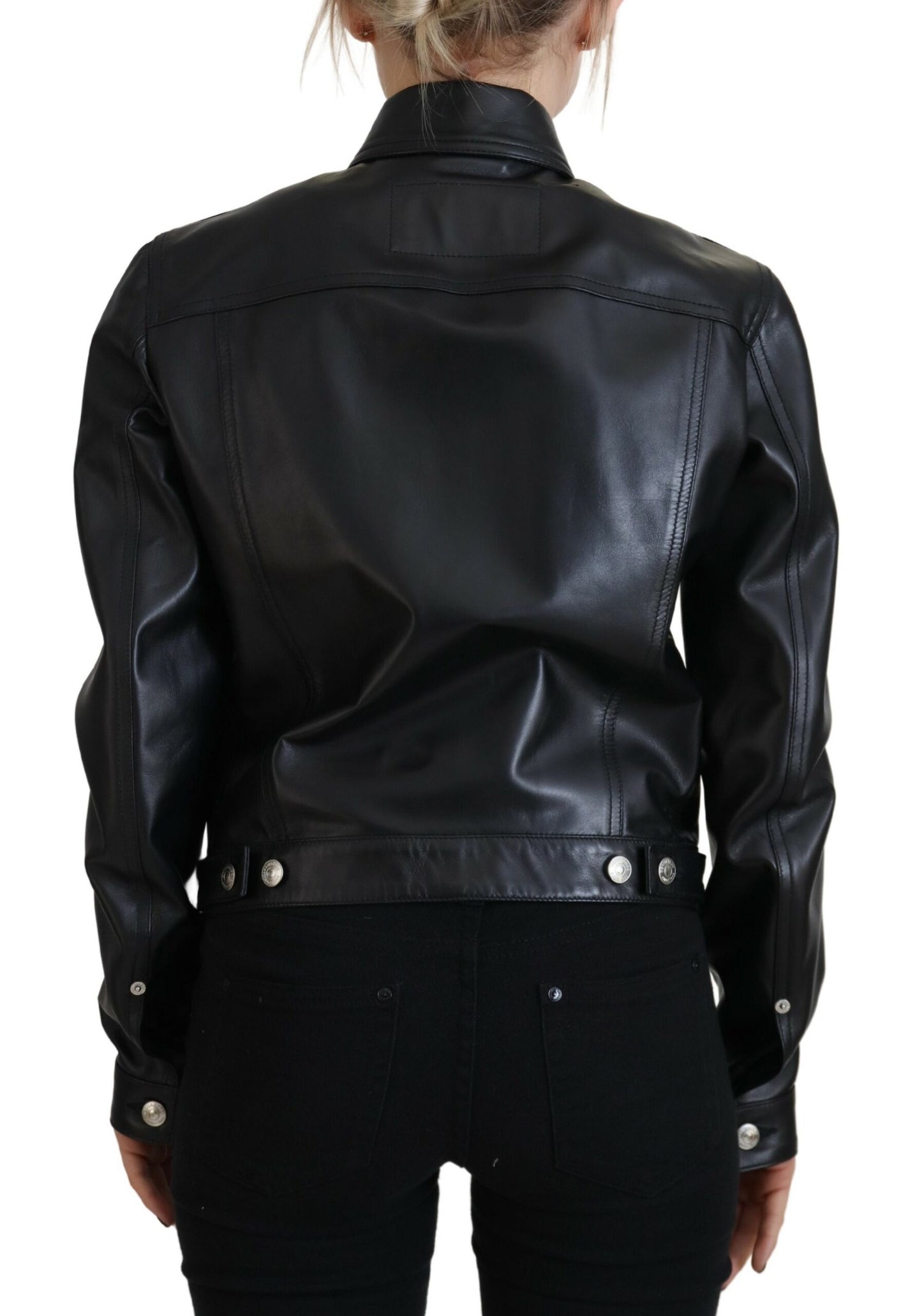 Veste à manches longues en cuir noir Dsquared²
