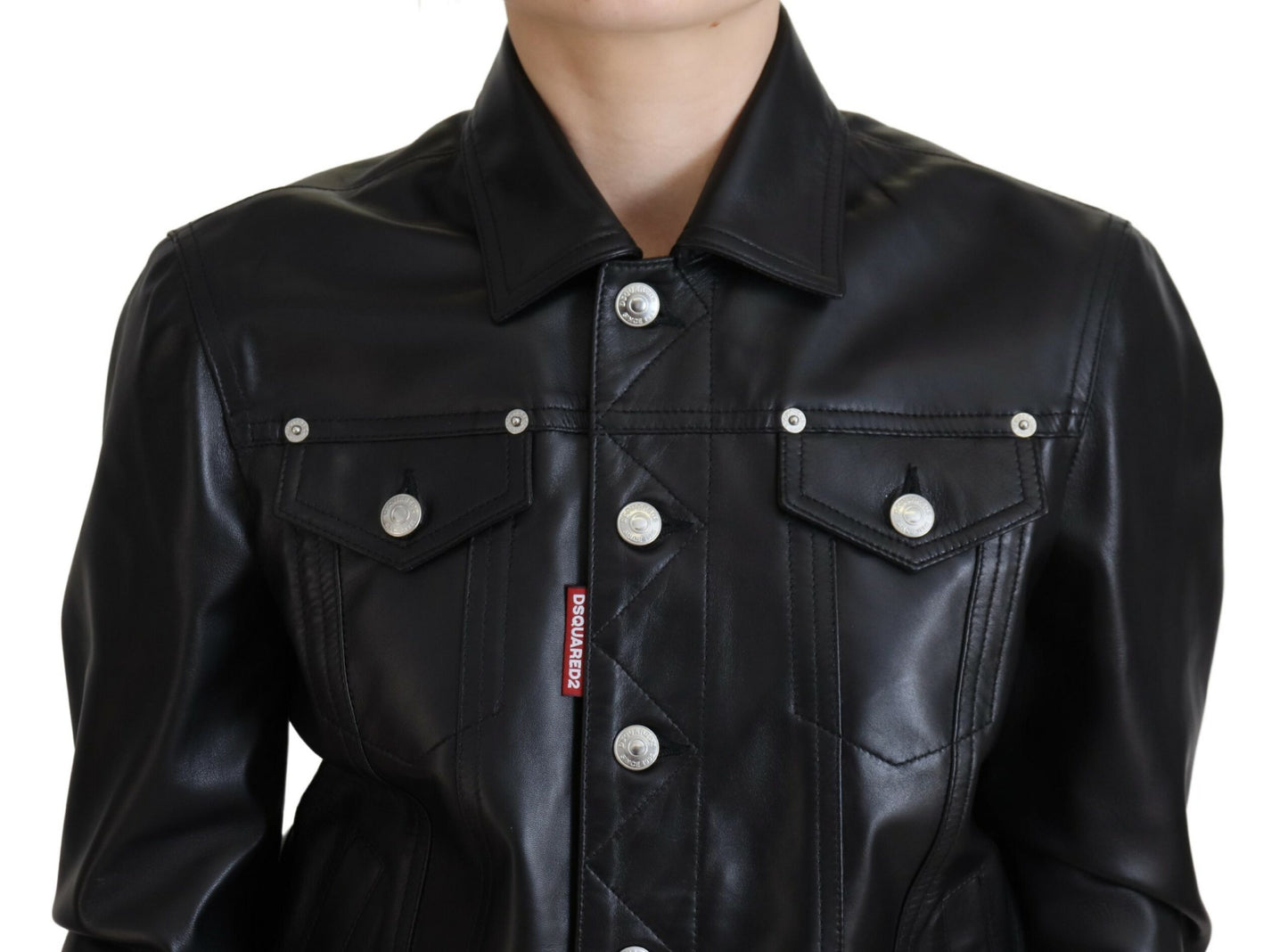 Veste à manches longues en cuir noir Dsquared²