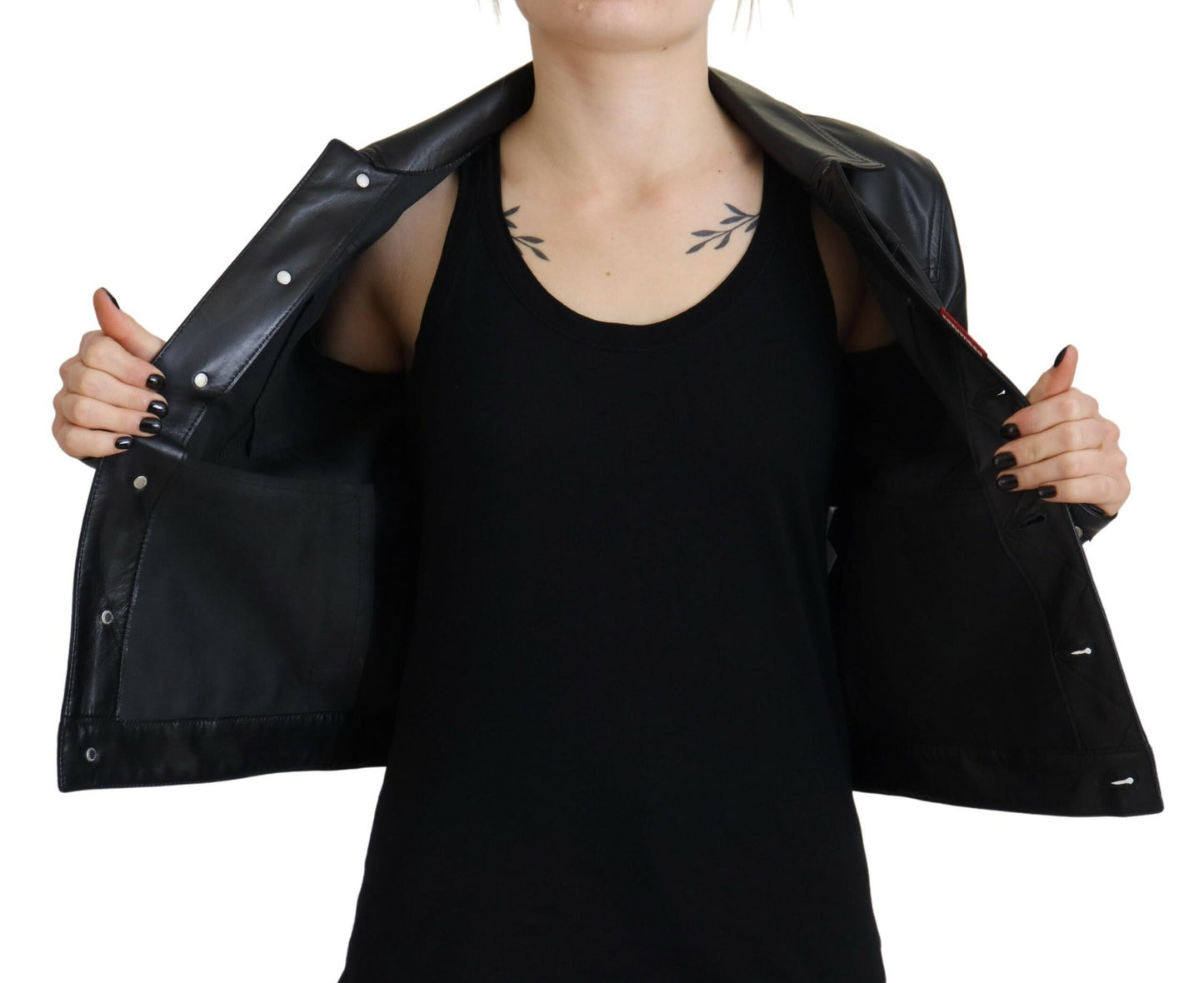 Veste à manches longues en cuir noir Dsquared²