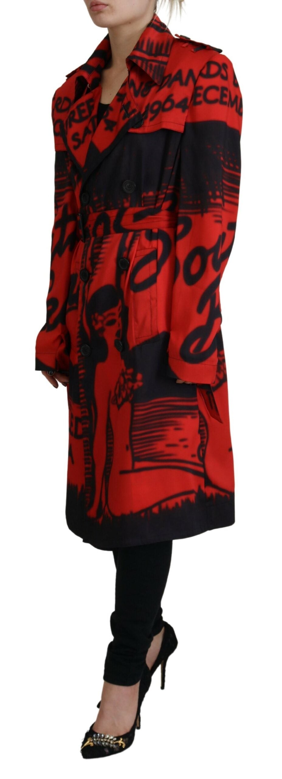 Manteau Desigual rouge à col boutonné imprimé Dsquared²
