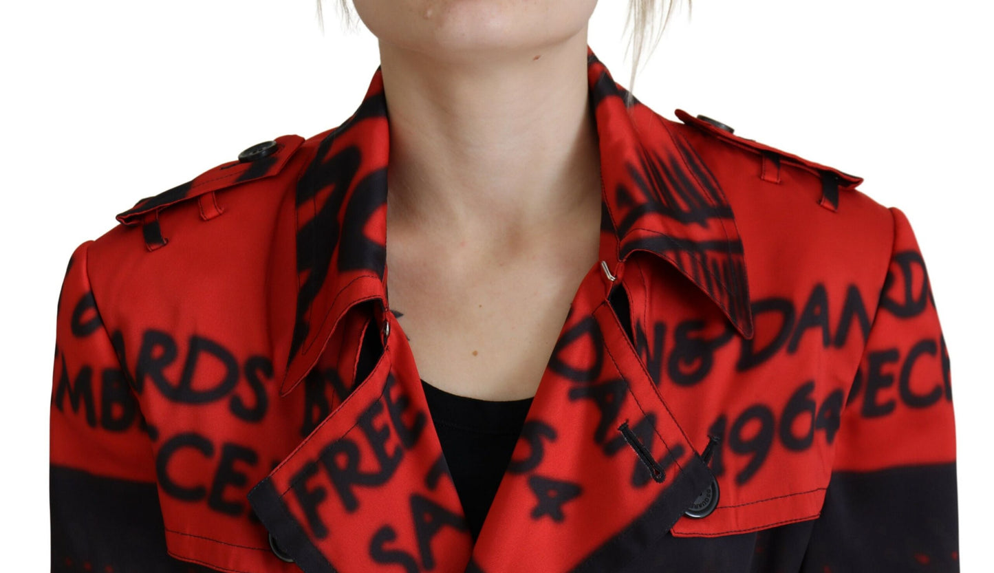 Manteau Desigual rouge à col boutonné imprimé Dsquared²