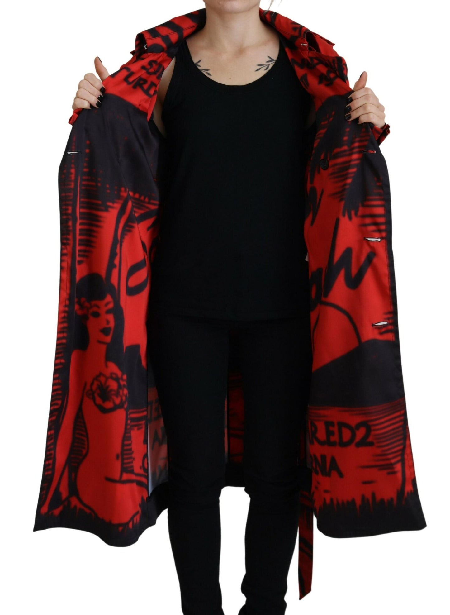 Manteau Desigual rouge à col boutonné imprimé Dsquared²