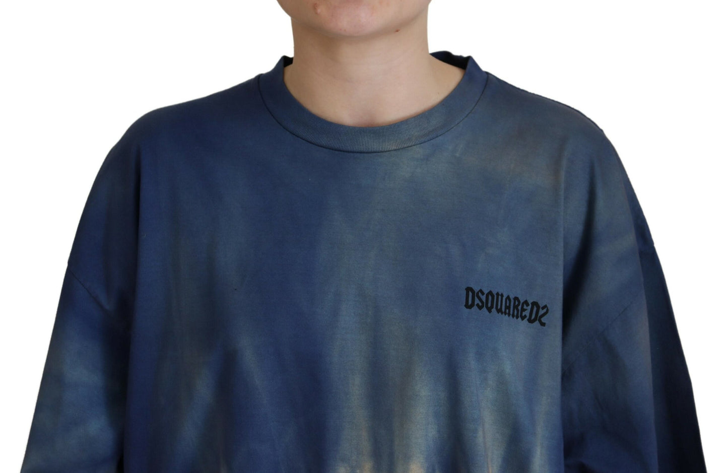 Dsquared² Blue Cotton Tie Dye Short Sleeves Lace T-shirt by Dsquared²