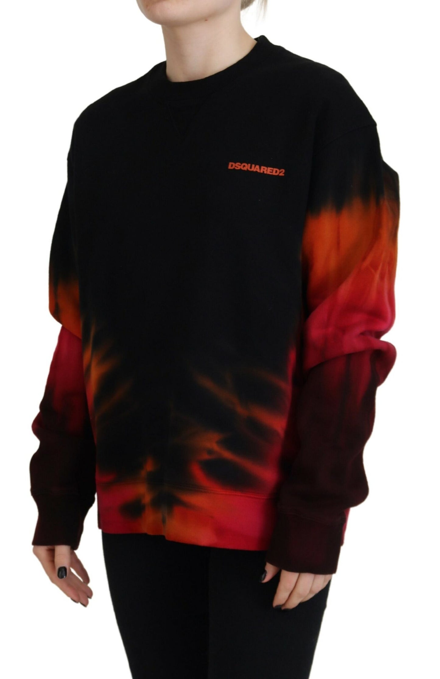 Dsquared² Black Tie Dye Logo Print Women Long Sleeve Sweater by Dsquared²