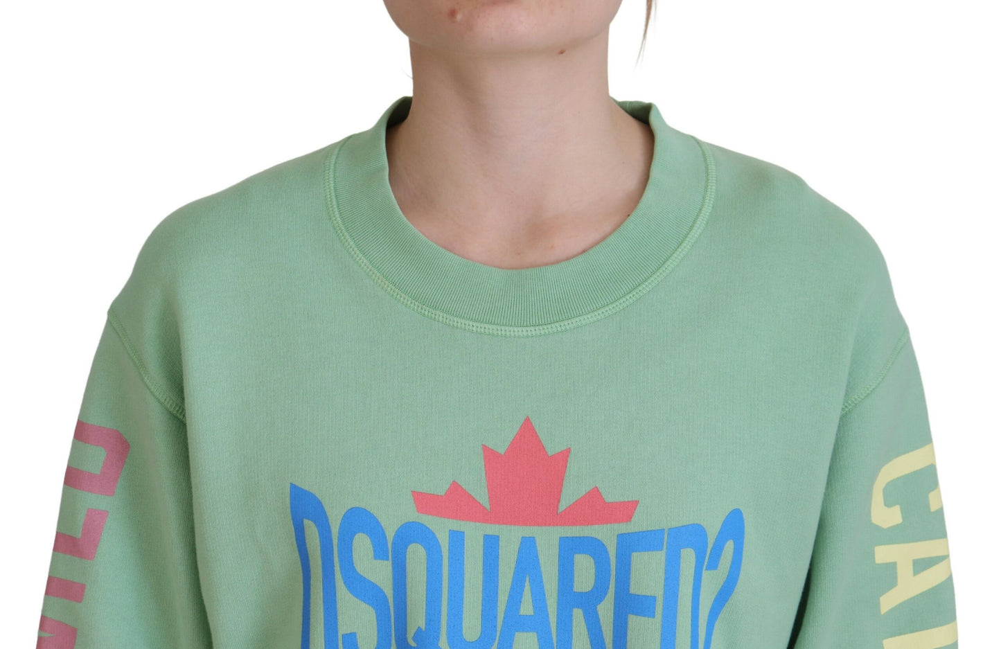 Dsquared² Green Logo Printed Crew Neck Long Sleeve Sweater by Dsquared²
