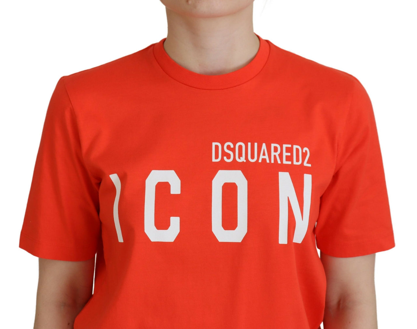 Dsquared² Orange Cotton Shiny Icon East Tee Crewneck T-shirt by Dsquared²