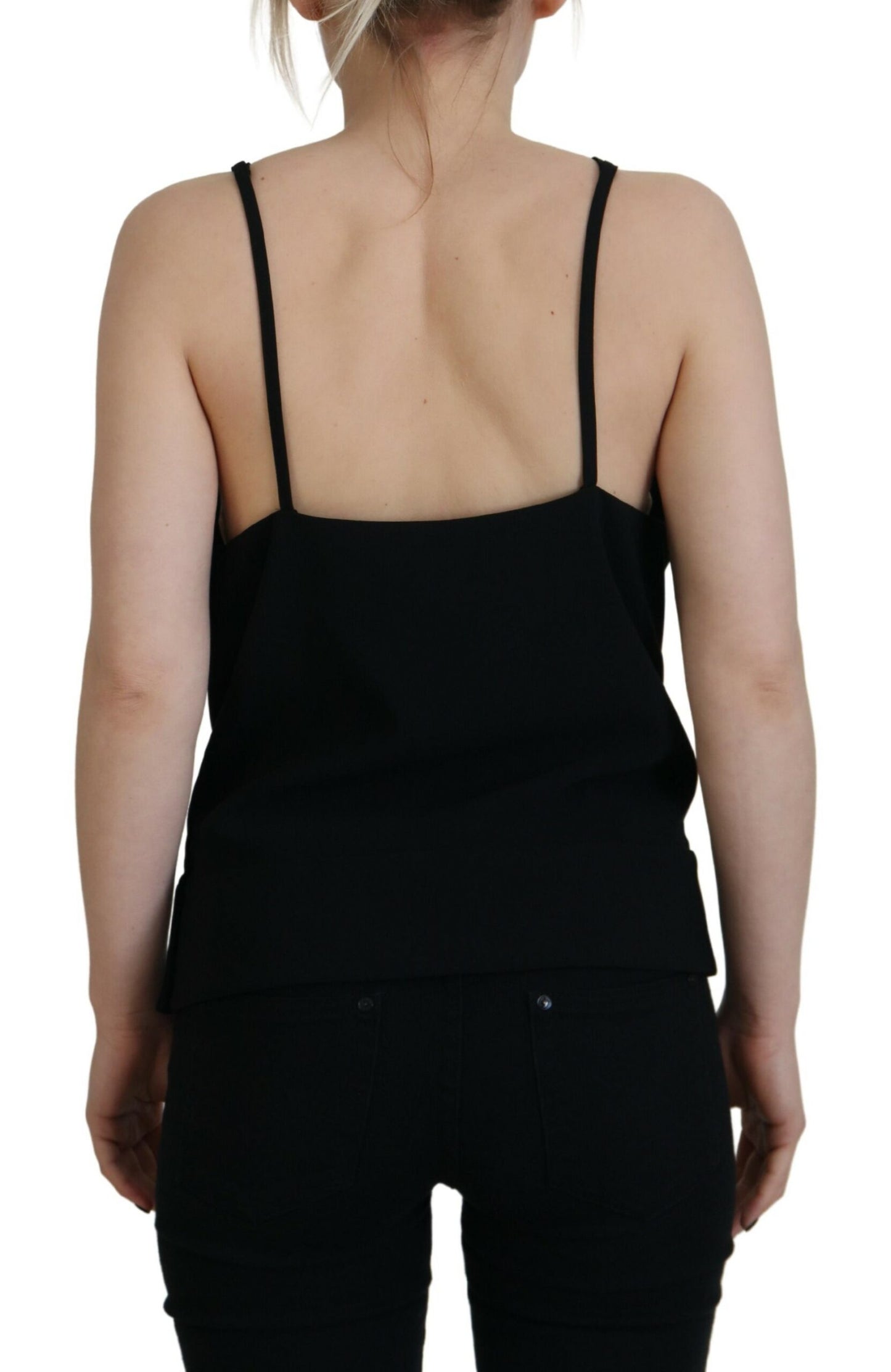 Dsquared² Black Embellished Deep V-neck Sleeveless Tank Top by Dsquared²