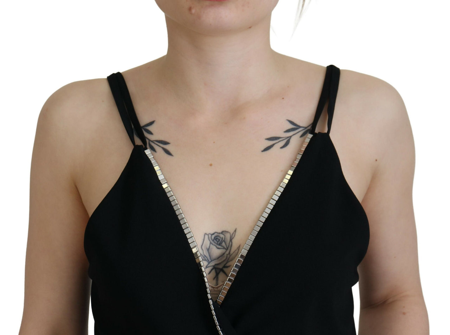 Dsquared² Black Embellished Deep V-neck Sleeveless Tank Top by Dsquared²