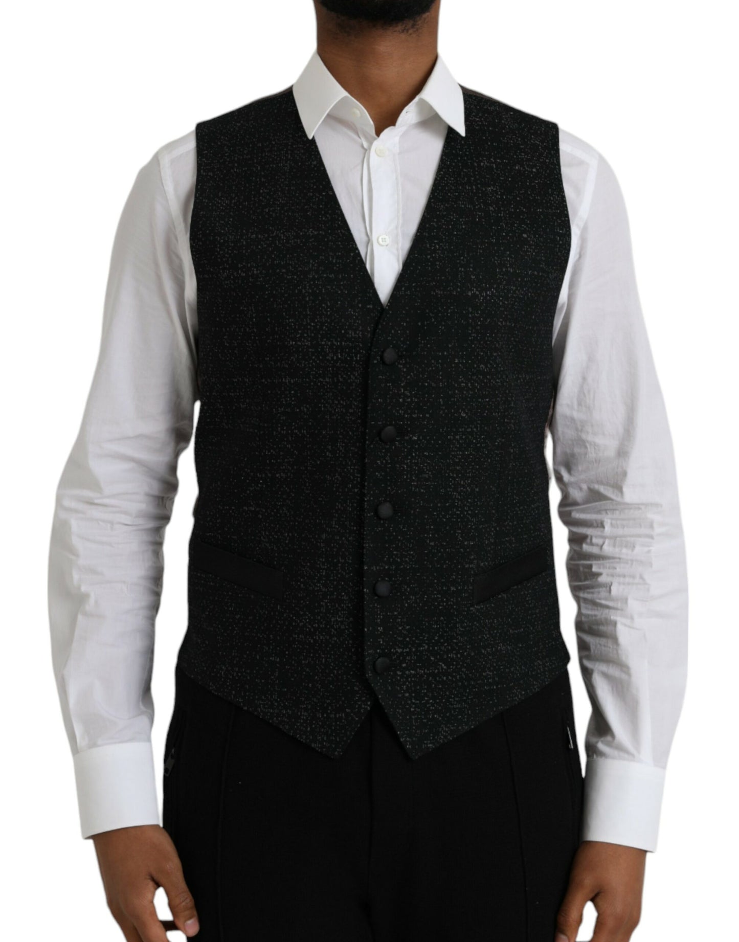 Dolce & Gabbana Robe gilet en soie noir et marron