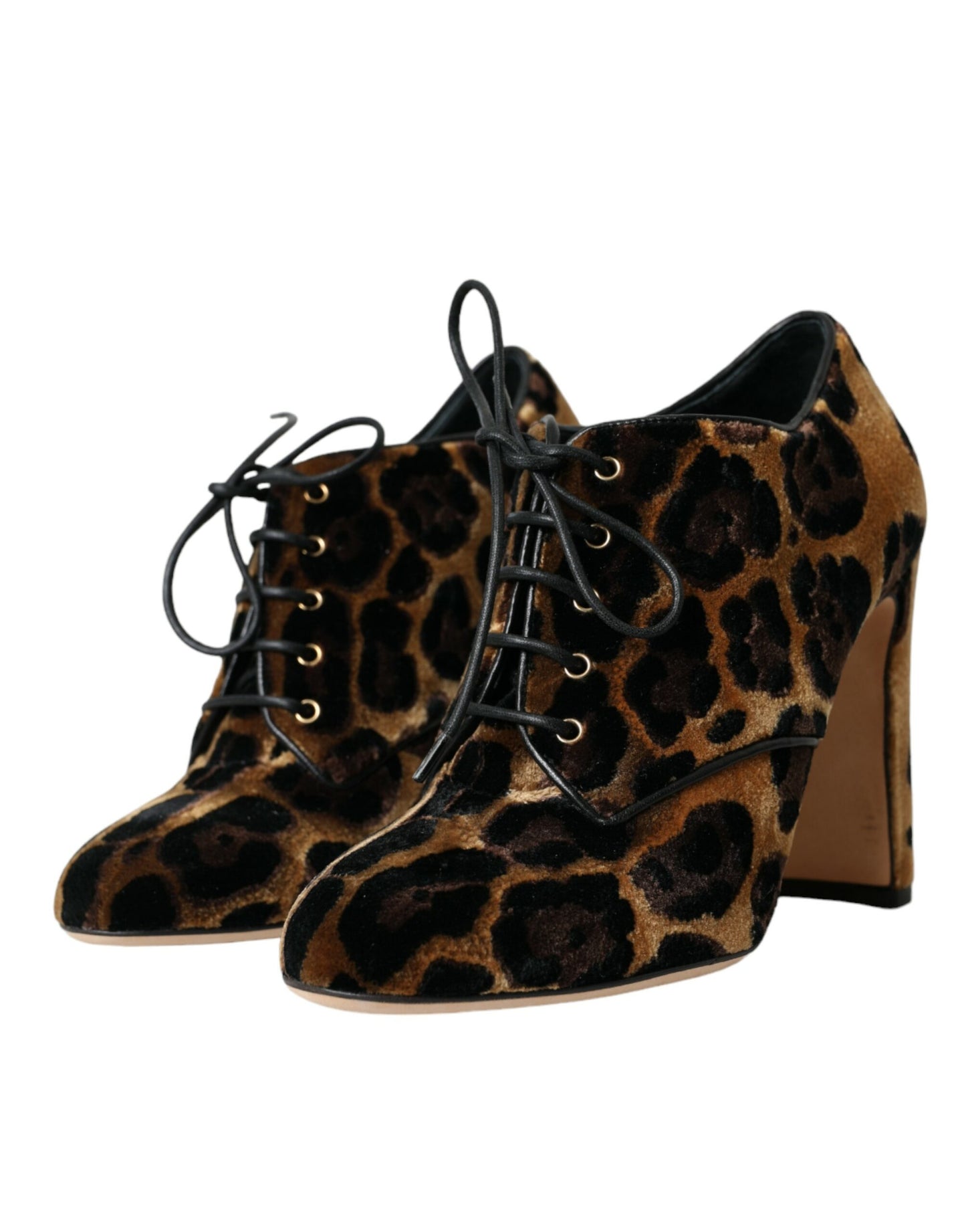 Bottines à lacets à motif léopard marron Dolce & Gabbana