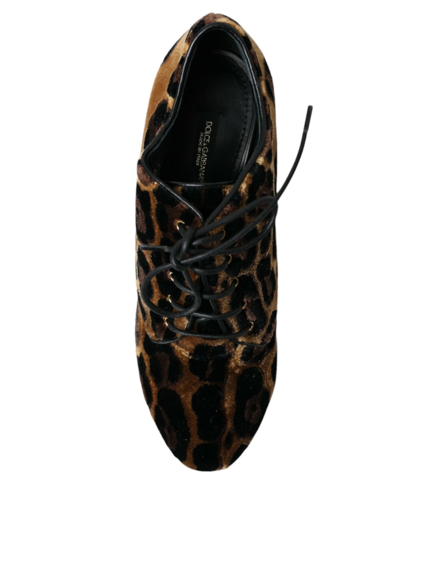 Bottines à lacets à motif léopard marron Dolce & Gabbana